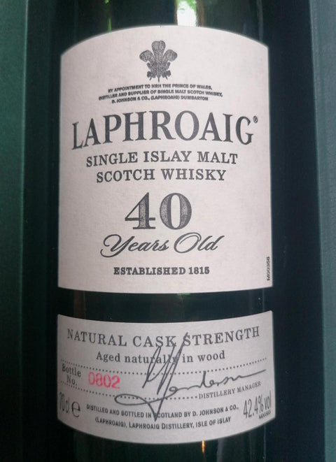 Laphroaig 40 Jahre alt, Jahrgang 1960 / Bottle Nr. 802