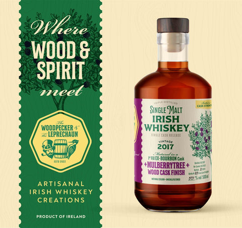 The Woodpecker & The Leprechaun Mulberrytree Wood Finish Whiskey 0.5 l