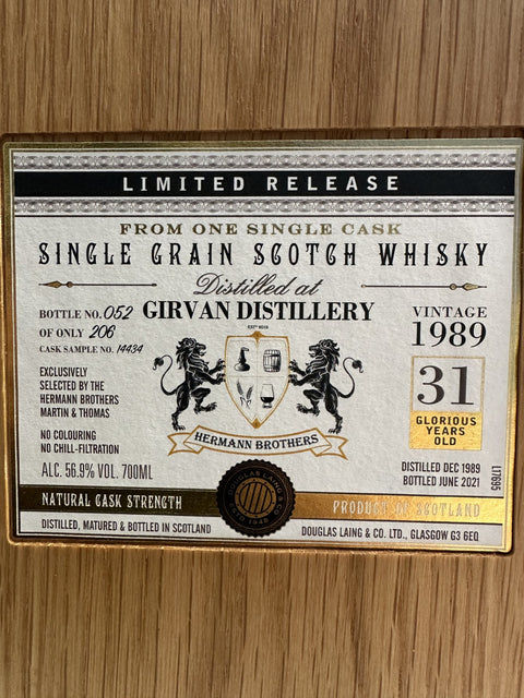 Girvan Vintage 1989 31y.o Cask14434 XOP Douglas Laing