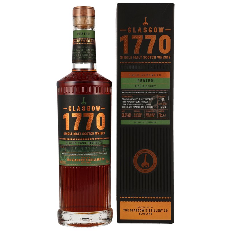 1770 Glasgow Single Malt Scotch Whisky - Peated Cask Strength - PX Cask Finish Batch