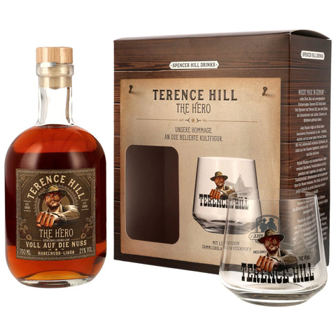 Terence Hill The Hero Voll auf die Nuss Haselnusslikör + Glas