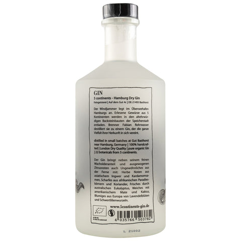 5 Continents - Hambourg Dry Gin BIO - Feingeisterei