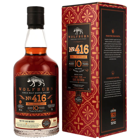 Wolfburn 10 y.o. No. 416 Small Batch Release - 1st Fill Ruby Port Pipes