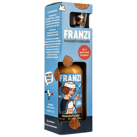 Franzi Franzbrötchen liqueur + 2 shot glasses