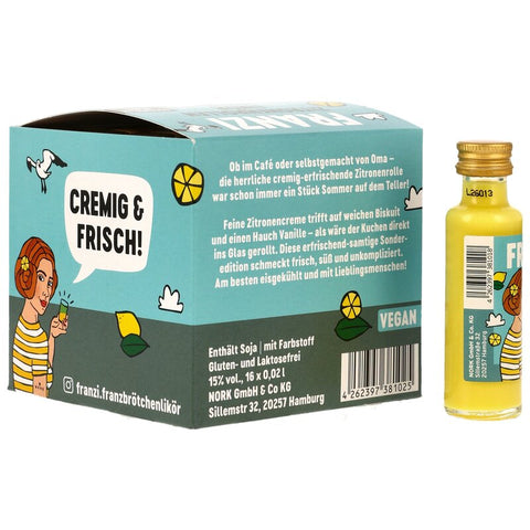 Franzi Zitronenrollen Likör Miniaturbox - VPE: 16x0,02