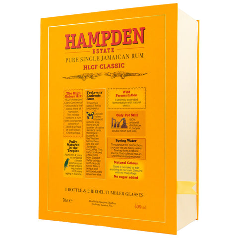 HAMPDEN HLCF Classic - Pure Single Jamaican Rum 60% in book + 2 glasses