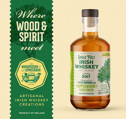 The Woodpecker &amp; The Leprechaun Applewood Finish Whiskey 0.5 l
