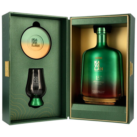 Kavalan 2009/2024 - 15 yo - Ex-Bourbon Cask #B090814025B - 15th Anniversary inc. glass and coaster