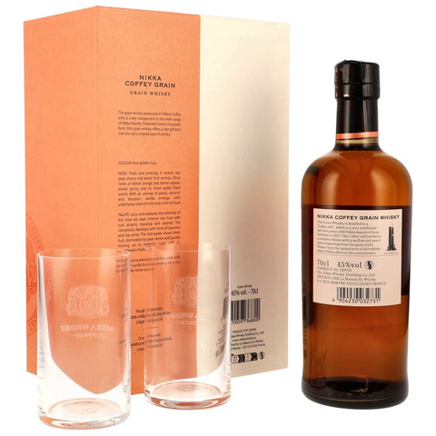 Nikka Coffey Grain Whisky mit 2 Gläsern
