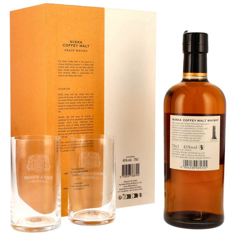 Nikka Coffey Malt Whisky mit 2 Gläsern