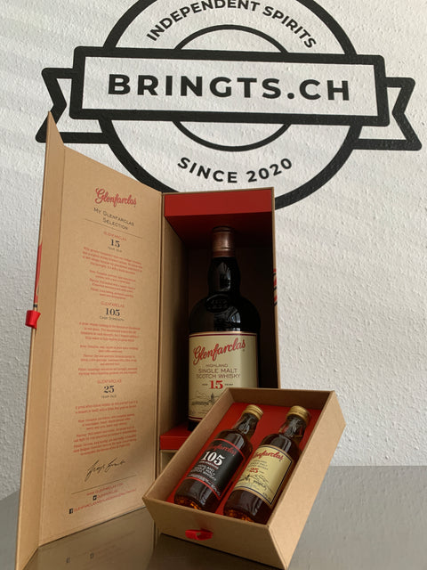 Glenfarclas Tasting Pack 15yo: Plus 105 Cask Strength 50ml and 25yo 50ml