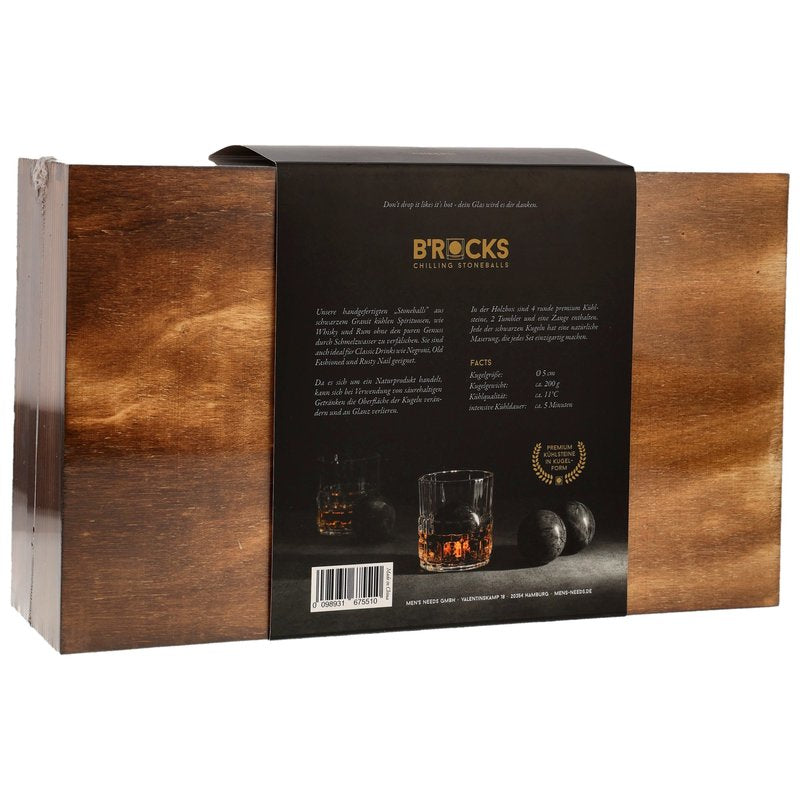 BROCKS Premium Granit Kühlsteine (4 Kugeln) + 2 Tumbler